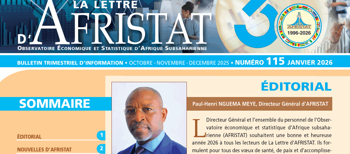 Parution de La Lettre d’AFRISTAT n°115 Parution de La Lettre d’AFRISTAT n°115